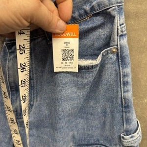 Forever 21 Jeans Womens 27 Blue Cargo Multi Pocket Utility Baggy Wide Leg Pants 4
