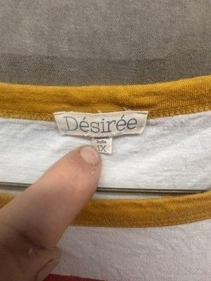 Desiree Womens Shirt 1X White Yellow Ringer Blessed Graphic Tee Pre-Owned Good 3