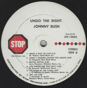 Johnny Bush Undo The Right Vinyl LP Record Used Country Music 4