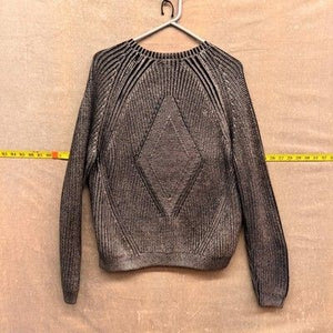 DKNY Sweater Womens Black Silver Metallic Zip Front Raglan Knit Bomber Jacket 5