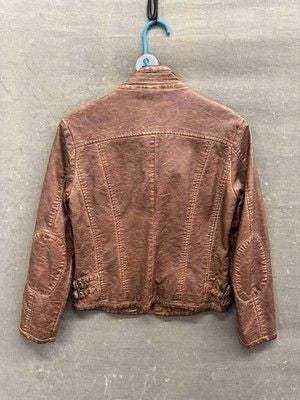 Lord & Taylor Jacket Womens 2 Faux Leather Moto Biker Zip Pockets Adjustable 4