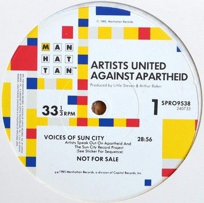 Artists United Against Apartheid Voices Of Sun City 12 Inch Vinyl Record Used