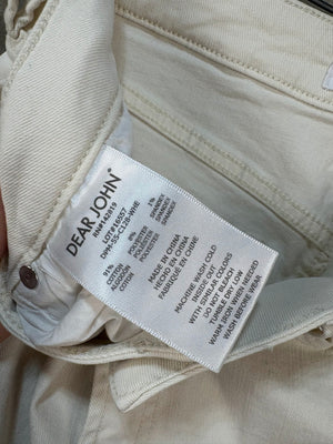 Dear John Women Off-White Wide Leg Jeans Size 30 Good Condition Frayed Hem 3
