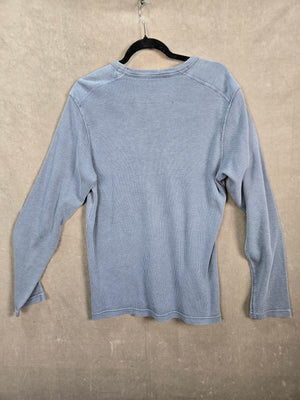 GH Bass Men's Light Blue Waffle Knit Graphic Long Sleeve T Shirt Size M 3