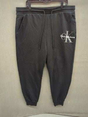 Calvin Klein Classic Monogram Logo Fleece Joggers, Jet Black, Men's Size 2XL