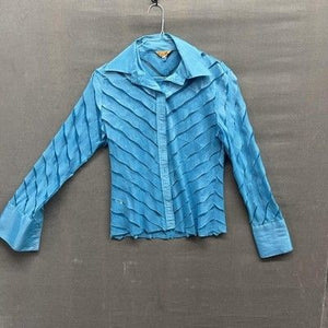 Eva Varro Womens Sheer Textured Button Up Long Sleeve Blouse Small Pre-Owned Goo 1