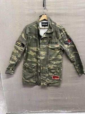 Hustler Jacket Mens Small Camo Military Patch First Amendment HH1983 Streetwear 1
