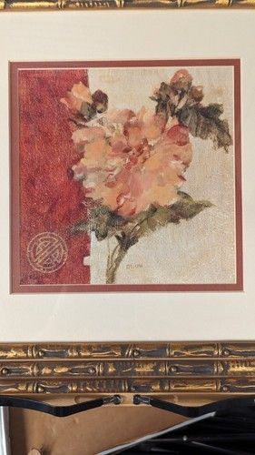 Cheri Blum Floral Art Print Pink Rose Cracked Linen Used Spring Florals 3