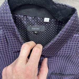 Pavini Shirt Mens Medium Geometric Short Sleeve Button Up Modern Dressy Casual 5