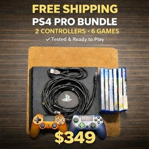 Sony PS4 Pro 1TB TESTED + 2 Controllers + 6 Games Watch Dogs Uncharted Bundle 2