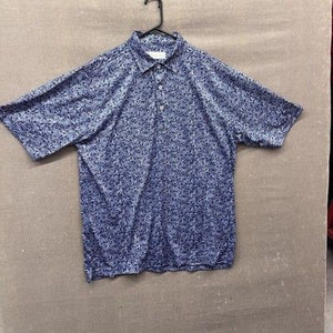 Donald Ross Polo Shirt Mens Large Blue Paisley Print Golf Performance Polyester 1