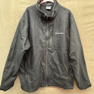 Columbia Jacket Mens 2XL Black Softshell Fleece Lined Full Zip Chest Pocket 2