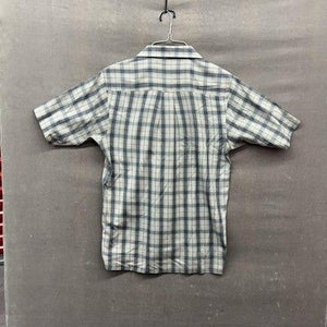 Benzer Shirt Mens Medium Blue White Plaid Short Sleeve Button Up Casual Top 3
