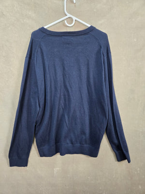 Nautica Navtech Men's Navy V Neck Logo Pullover Sweater Size XL 4