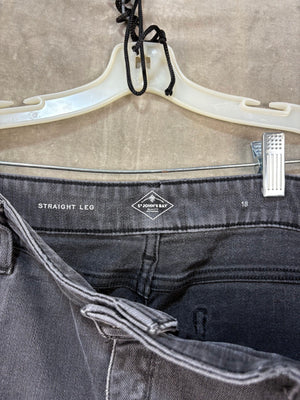 Men's Gray Straight Leg Denim Jeans, Size 18 2