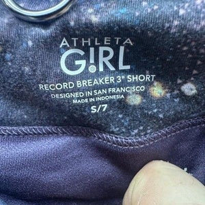 Athleta Girl Record Breaker 3" Shorts Girls Small 7 Running Pocket Galaxy Print 2