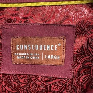 Consequence Shirt Mens Large Red Foil City Paisley Tonal Button Up Dressy Party 2