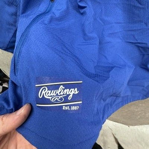 Rawlings Pullover Jacket Mens Large Blue Hooded Quarter Zip Windbreaker Pre-Owne 4