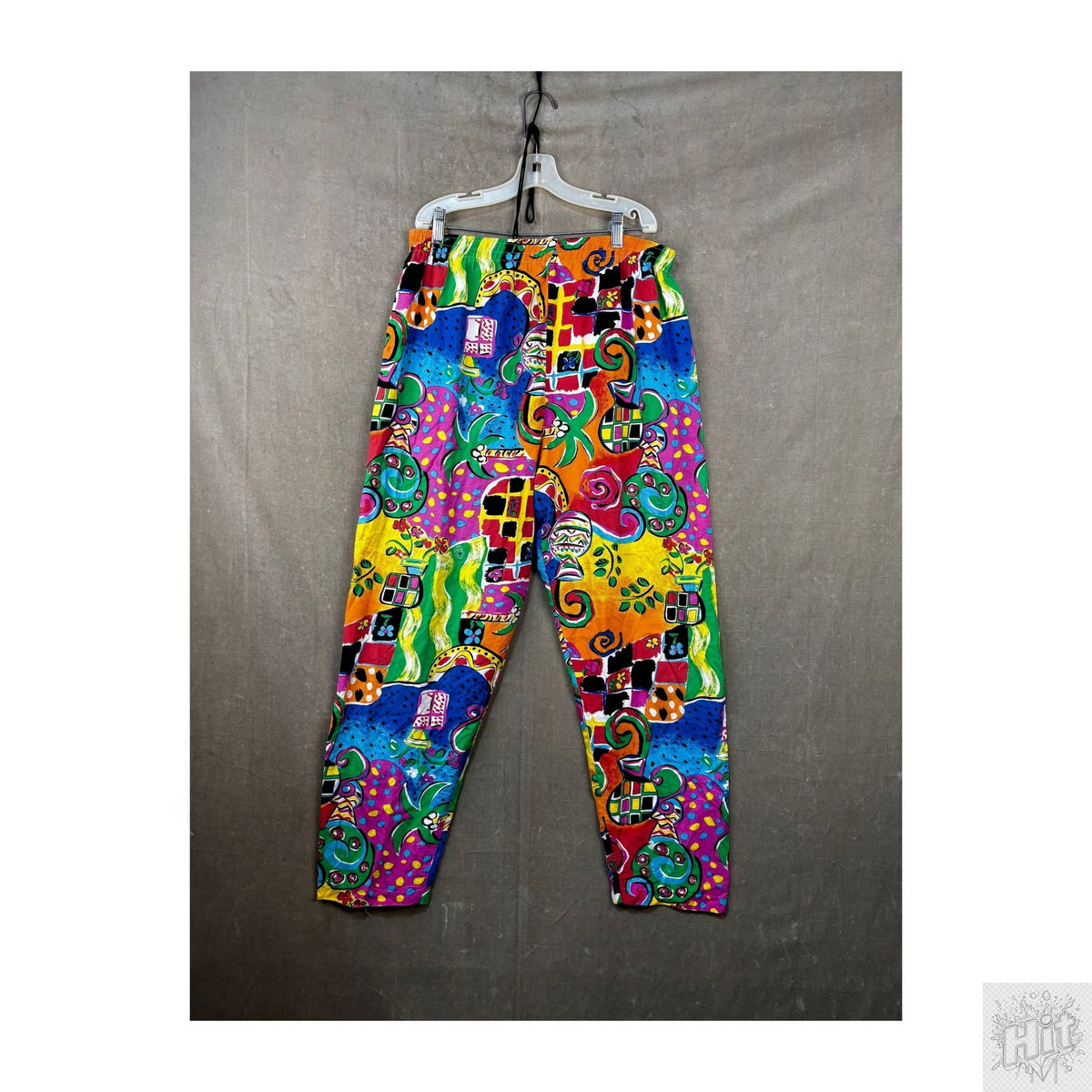 Vintage KWBL Los Angeles Colorful Abstract Harem Pants with Elastic Waist