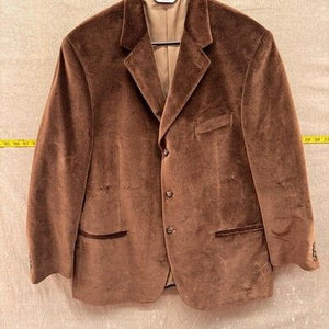 Linea Uomo Blazer Mens Brown Velvet Velour Sport Coat 3 Button Notch Lapel Vents 2