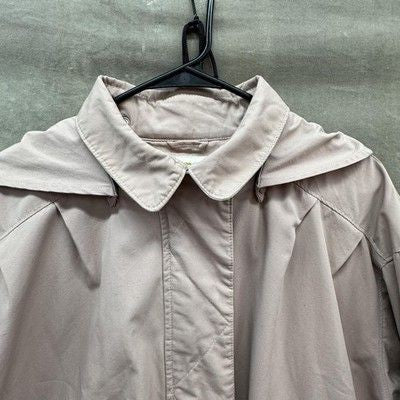 London Fog Jacket Mens XL Beige Hooded Anorak Snap Off Hood Zip Front Utility