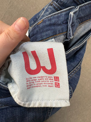 Uniqlo Women Jeans Straight Medium Wash Blue Size 27x33 Pre-Owned Cuffed 3