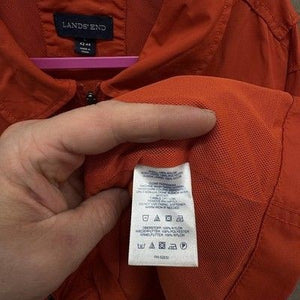 Lands' End Jacket Mens Large Orange Nylon Field Utility Zip Pockets Mesh Lining 2