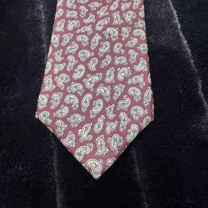 Vintage Paisley Silk Tie Mens Burgundy Blue White RN49930 Classic Necktie 90s 1