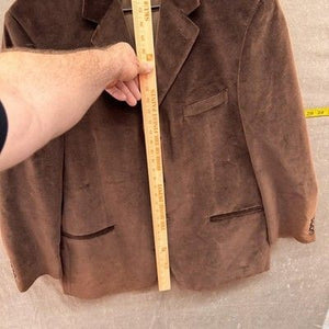 Linea Uomo Blazer Mens Brown Velvet Velour Sport Coat 3 Button Notch Lapel Vents 3
