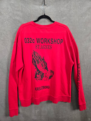 032c Workshop Kreuzberg Red Graphic Crewneck Sweatshirt Size L 2