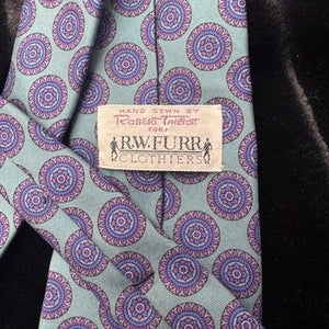 Robert Talbott Tie Mens Blue Purple Silk Medallion Print Hand Sewn Italy USA 2
