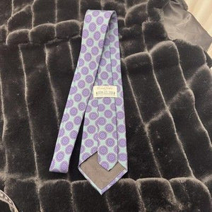 Robert Talbott Silk Tie Blue Purple Medallion Print Pre-Owned Hand Sewn Italy 3