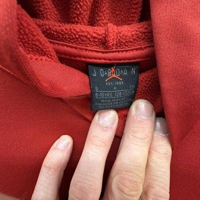 Jordan Hoodie Boys Small 8-10 Yrs Red Dri-FIT Jumpman Pullover Sweatshirt Pocket