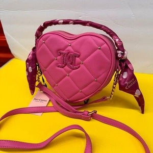 Juicy Couture Quilted Heart Crossbody Bag Pink Scarf Wrap Handle New with Tags 3