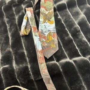 Belford Silk Tie Mens Vintage Bald Eagle Outdoors Pre-Owned Good Condition 5