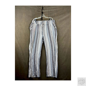 Briggs Casual Linen Pants Striped Drawstring Relaxed Fit Large Women Used 1