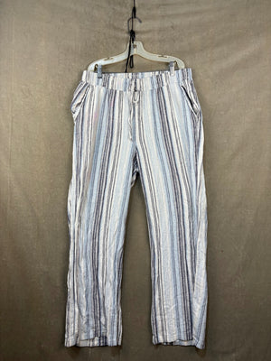 Briggs Casual Linen Pants Striped Drawstring Relaxed Fit Large Women Used 1