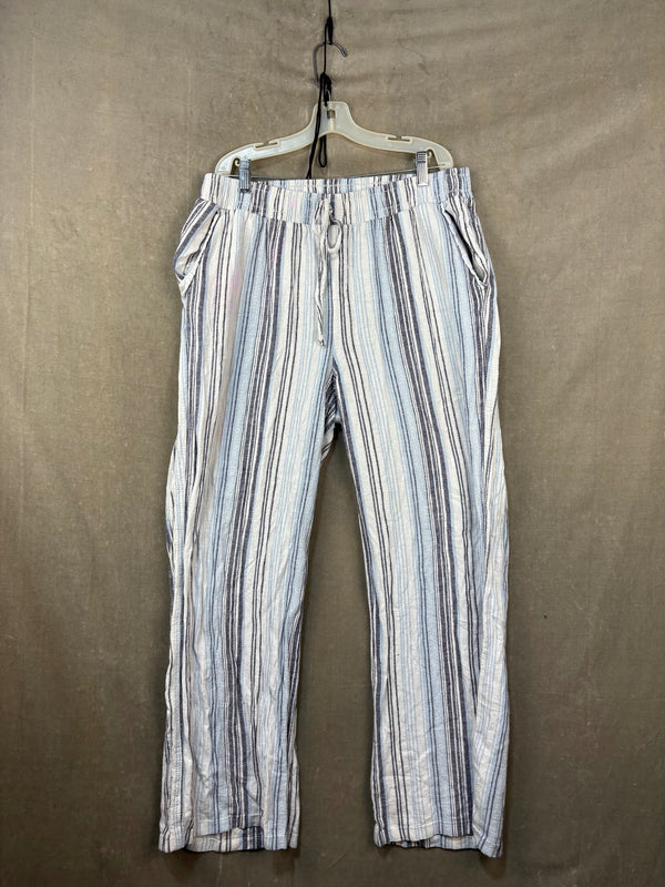 Briggs Casual Linen Pants Striped Drawstring Relaxed Fit Large Women Used