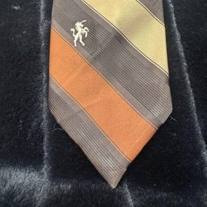 Bronzini Tie Mens Brown Tan Orange Striped Necktie Classic Polyester Business 2