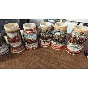 Vintage Beer Mugs - Lot of 13 Budweiser Steins - Christmas Clydesdales 2
