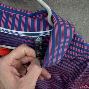 Adidas Mens Large Polo Golf Athletic Performance Climalite Striped Pre-Owned Exc 5