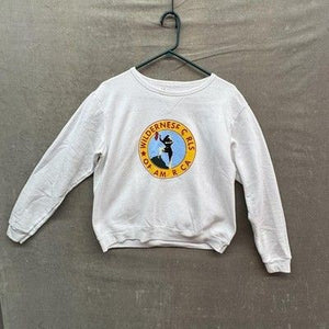 Hanes Sweatshirt Womens Medium White Wilderness Girls Graphic Crewneck Pullover 1