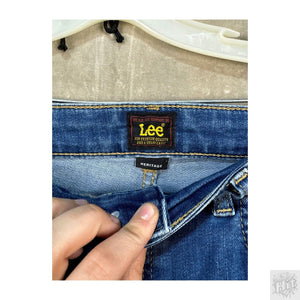 Lee Heritage Straight Women's Jeans Size 11 Medium Wash Frayed Hem 2