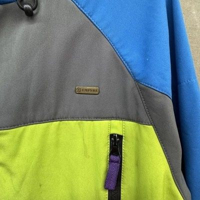 Empyre Jacket Mens Medium Blue Green Hooded Fleece Lined Colorblock Snowboard