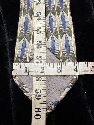 Albert Nipon Mens Silk Tie Geometric Pattern Treated DuPont Teflon 61in Pre-Owne 5