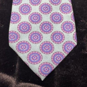 Robert Talbott Silk Tie Blue Purple Medallion Print Pre-Owned Hand Sewn Italy 5