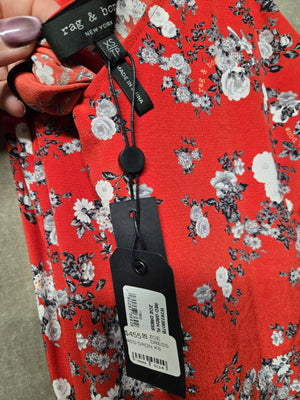 rag & bone Red Floral Slip Dress V-Neck Asymmetric Hem Midi Women's Size XS NWT 3