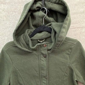 Miss ILI Jacket Womens Large Green Hooded Fleece Drawstring Waist Cargo Pockets 3