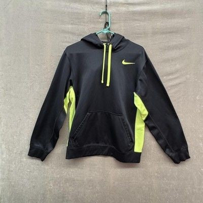 Nike Hoodie Youth Small Black Volt Therma-FIT Fleece Lined Pullover 590575-018