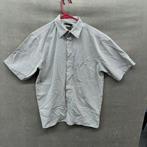 Bruno Shirt Mens Medium Gray Striped Short Sleeve Button Up Sueded Microfiber 1